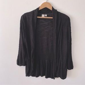 Simons Twik black viscose open peplum cardigan size large womens